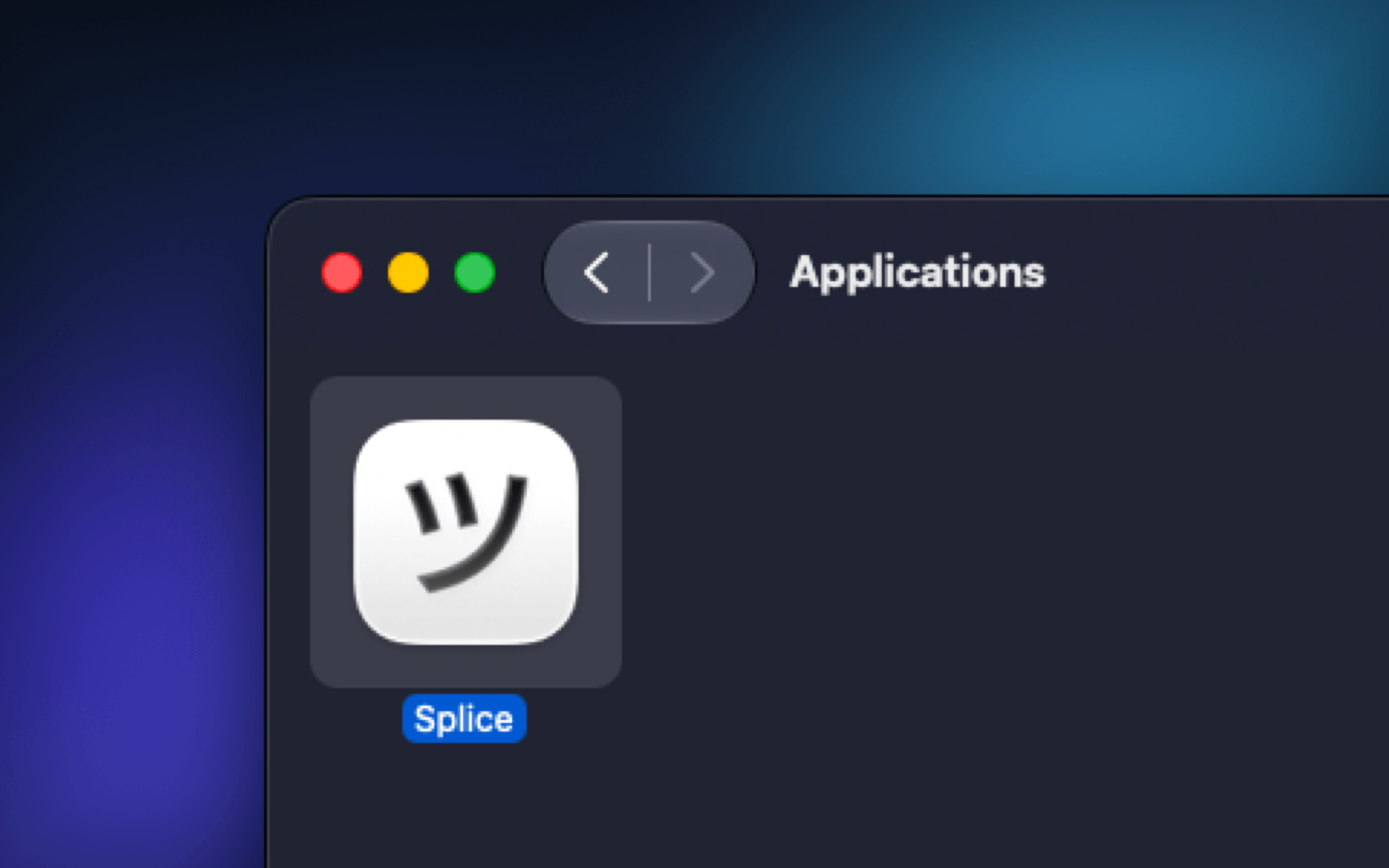 A Finder window open on Applications with Splice selected