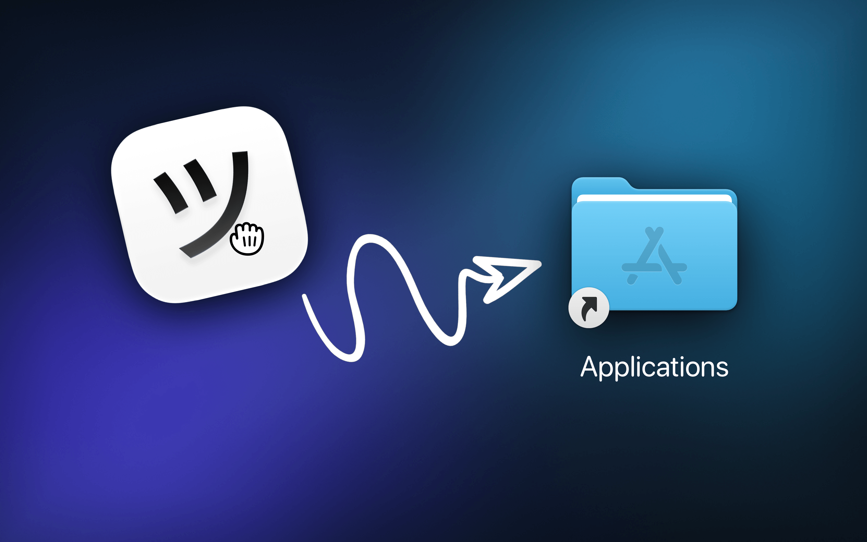 The Splice icon under a closed drag cursor, an arrow curving from it to the Applications folder
